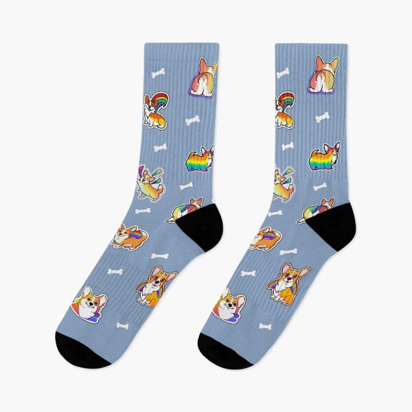 Item preview, Rainbow Corgi Socks designed and sold by JandyDesign.