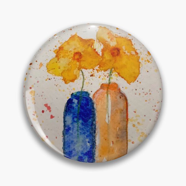Item preview, Two vases of yellow spring flowers.  designed and sold by watercolorsLiz.