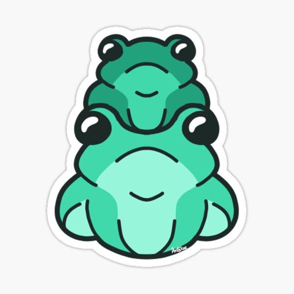 Frog Stack Vinyl Sticker, Cute Frogs and Mushrooms Sticker