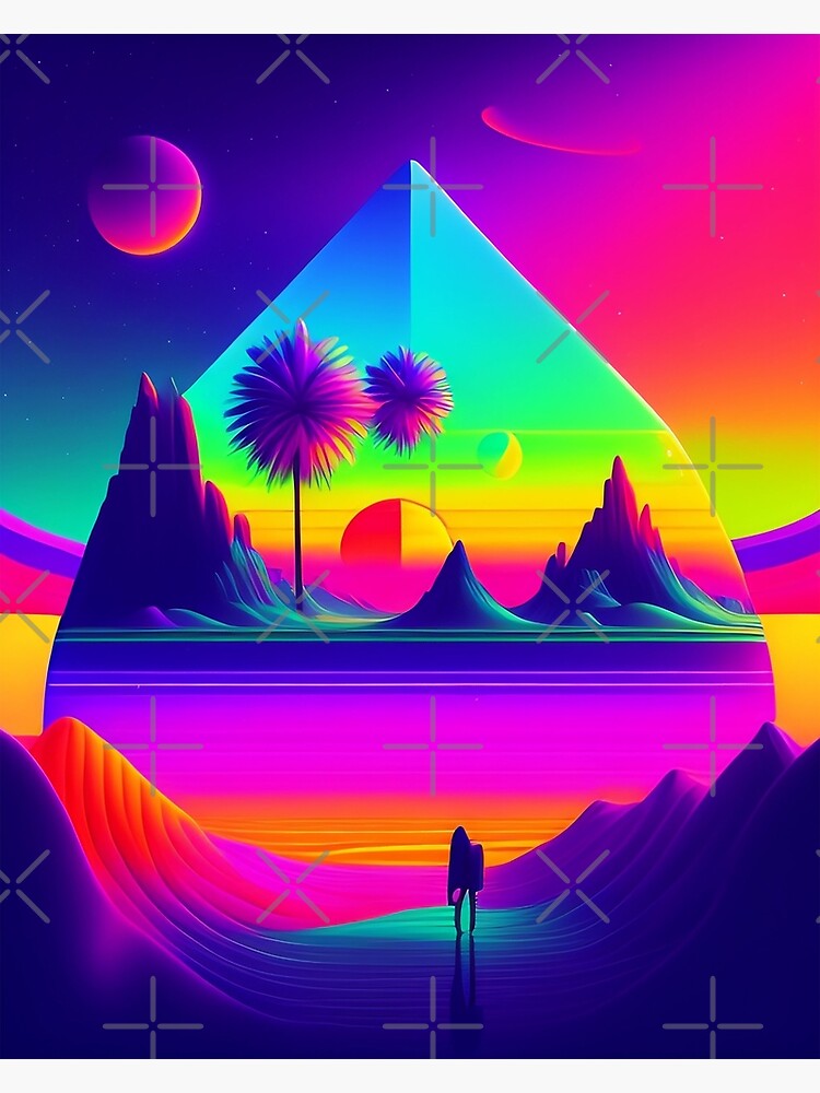 Trendy Neon-Colored Landscape AI Art