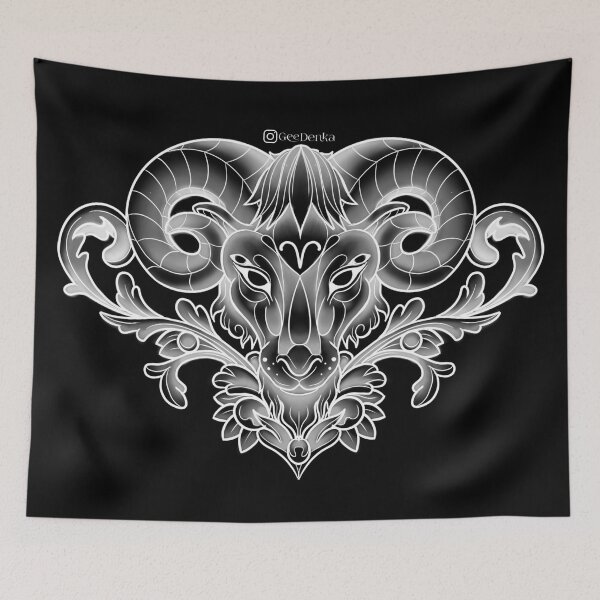 Item preview, Black NeoTrad Ram with Filigree detailing designed and sold by Geedenka.