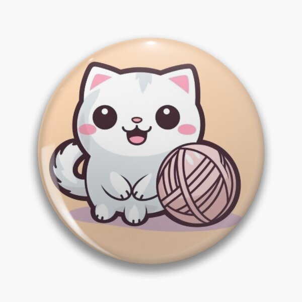 Item preview, White cat with ball of yarn cartoon sticker designed and sold by preston181.