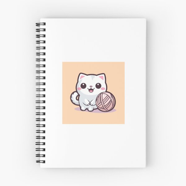 Item preview, White cat with ball of yarn cartoon sticker designed and sold by preston181.