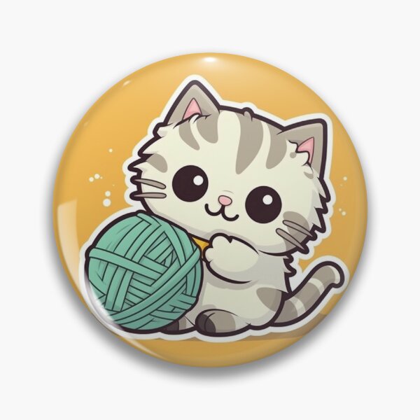 Item preview, White tabby cat with a ball of yarn cartoon sticker designed and sold by preston181.
