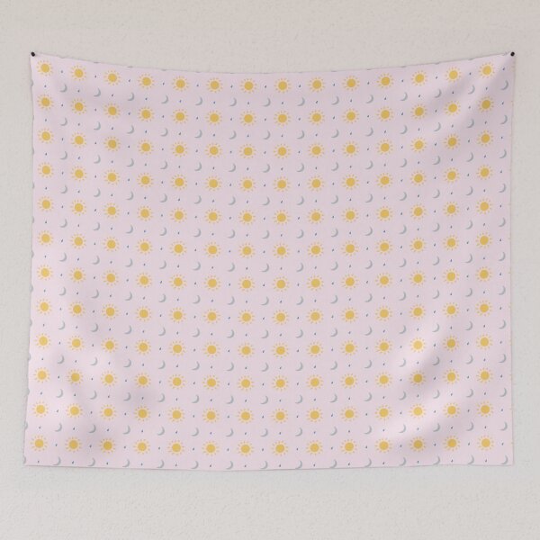 Item preview, Pink and orange cute sky pattern on a pink background designed and sold by Elodie-Motifs.