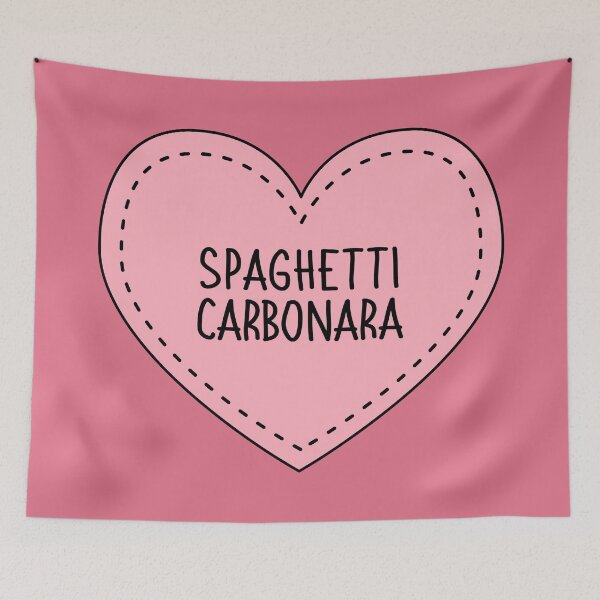 Item preview, Spaghetti Carbonara Cute Pink Cottagecore Heart British Food designed and sold by cashewdays.