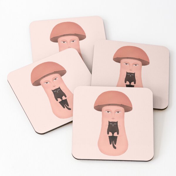 Item preview, Cute serious mushroom with serious black cat, version 1 designed and sold by IULIART.