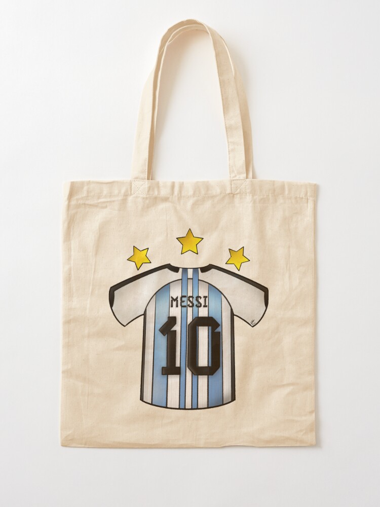 Canvas Tote Bag Reusable Messi Design with Cup Argentina Champion