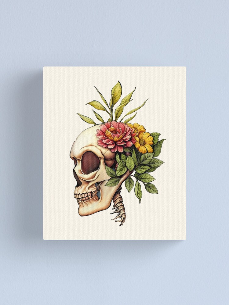Flowers and skull, sugar skull, dark, La catrina, calavera