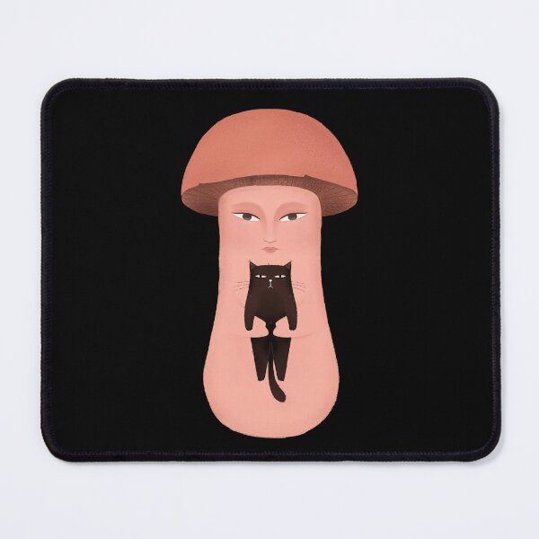 Item preview, Cute serious mushroom with serious black cat, version 2 designed and sold by IULIART.