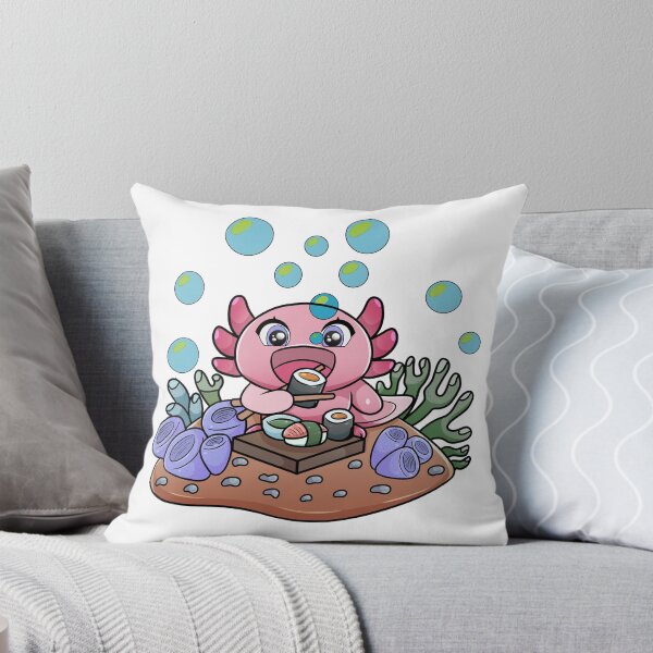Item preview, Cute Kawaii Axolotl Eating Sushi Underwater designed and sold by GarnersDesigns.