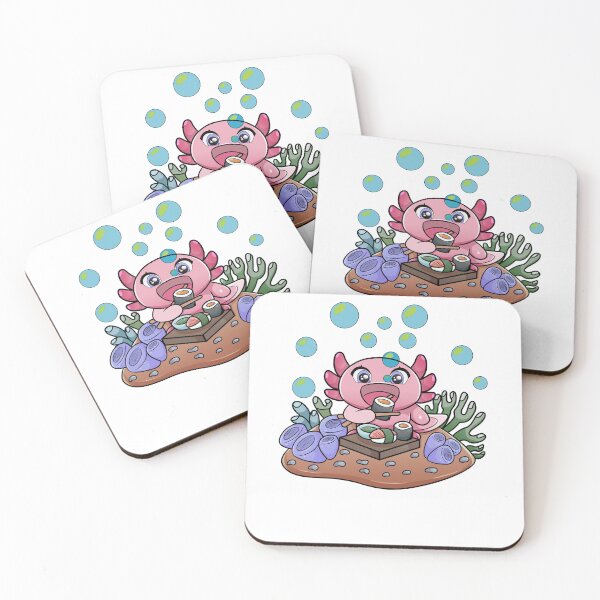 Item preview, Cute Kawaii Axolotl Eating Sushi Underwater designed and sold by GarnersDesigns.