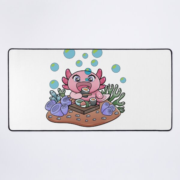 Item preview, Cute Kawaii Axolotl Eating Sushi Underwater designed and sold by GarnersDesigns.