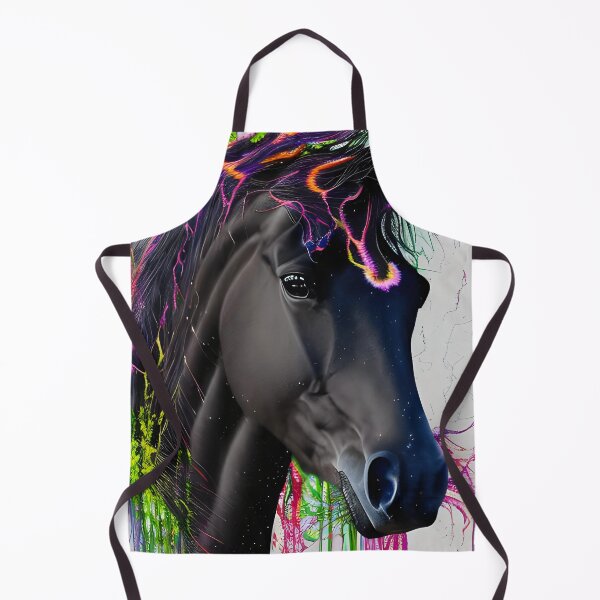 Item preview, Black horse head with flowing mane with watercolor elements designed and sold by Rostislav Bouda.