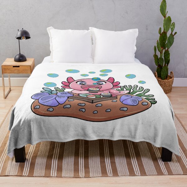Item preview, Cute Kawaii Axolotl Eating Sushi Underwater designed and sold by GarnersDesigns.