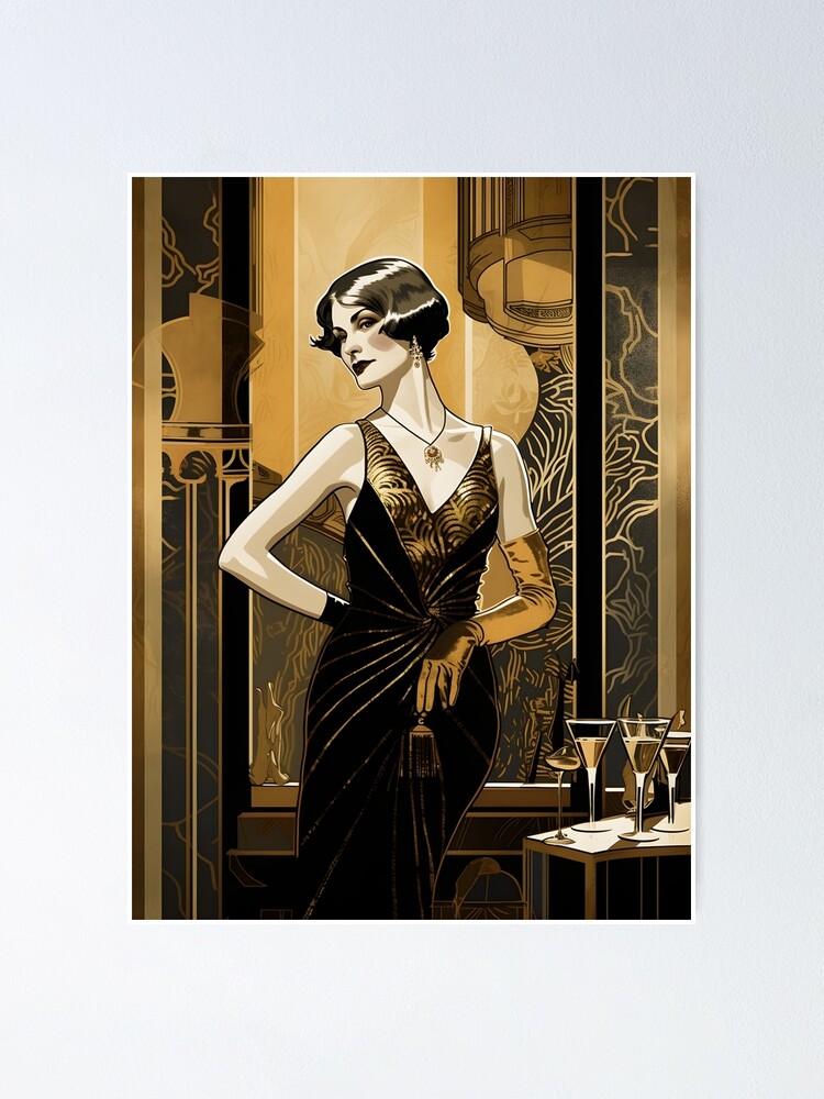 Roaring 1920's Wall Art Deco - Art Deco Style Cocktail Poster Poster for  Sale by EmmiFoxDesigns