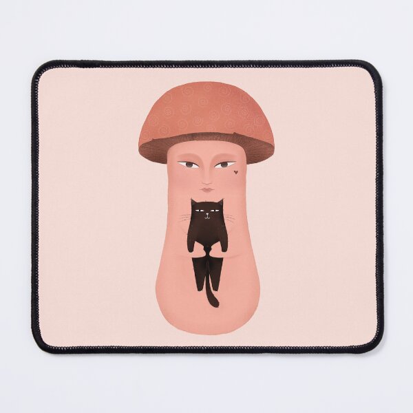 Item preview, Happy mushroom with happy black cat, version 1 designed and sold by IULIART.