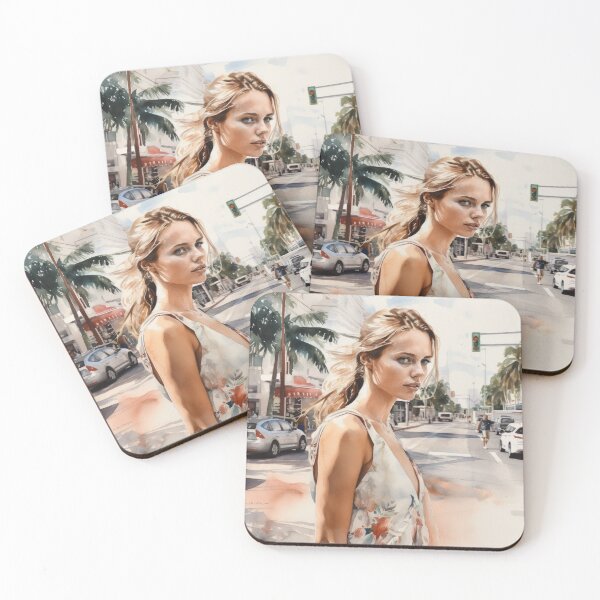 Item preview, Watercolor Woman walking in Miami designed and sold by LLartstation.