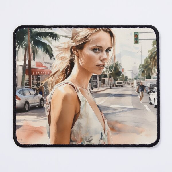 Item preview, Watercolor Woman walking in Miami designed and sold by LLartstation.