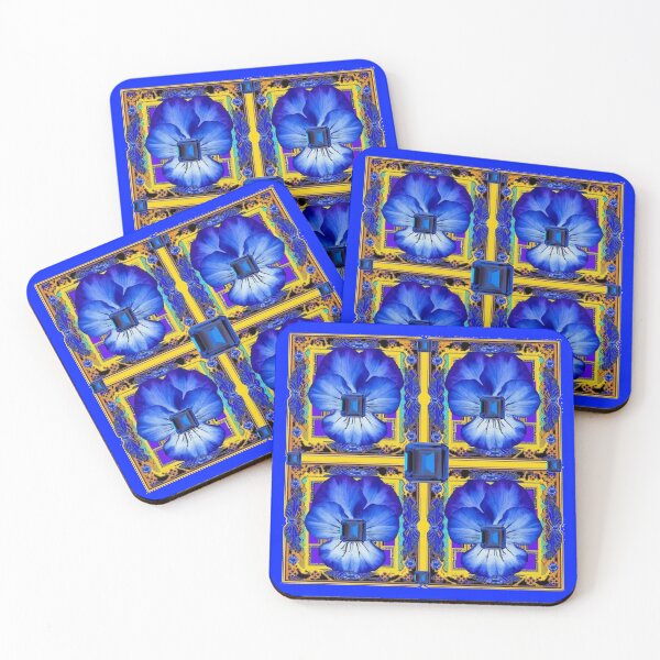 Item preview, BLUE SAPPHIRE PATTERNS GEMS BLUE  FLORAL ART designed and sold by sharlesart.
