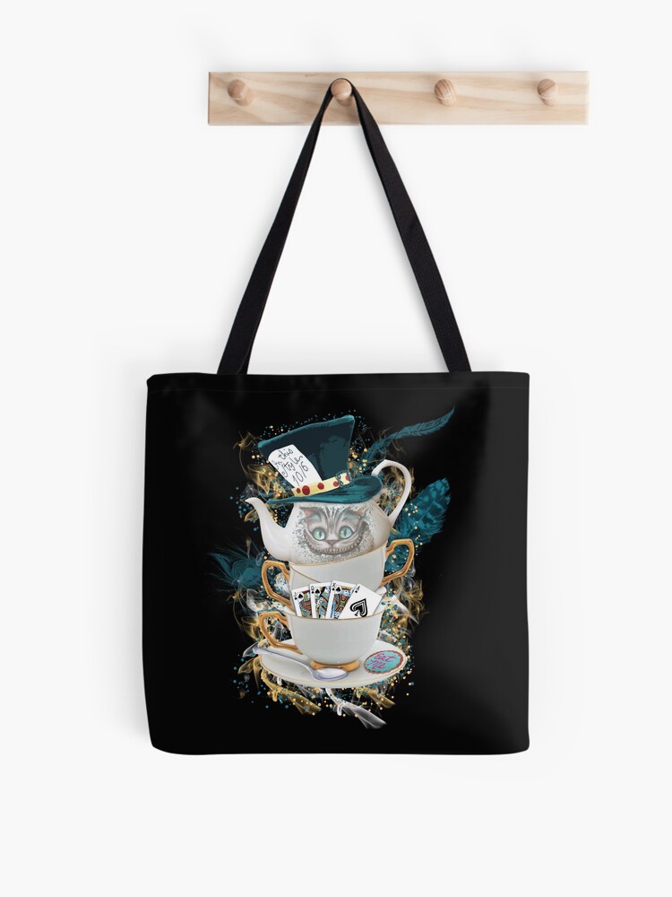 Disney Tote Alice in Wonderland Queen Hearts Cheshire Cat Mad Hatter Print  Bag