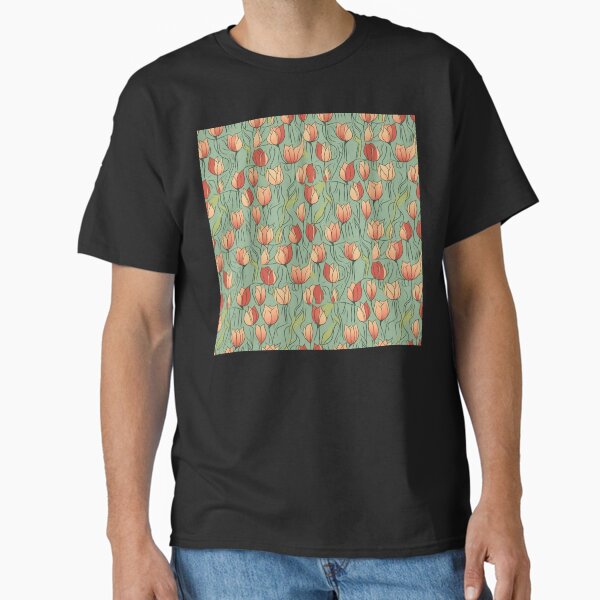 Elegant Tulips Pattern Seamless Tulip Motif Collection V8 Classic T-Shirt