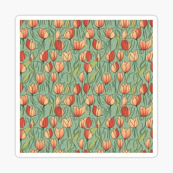 Elegant Tulips Pattern Seamless Tulip Motif Collection V8 Sticker