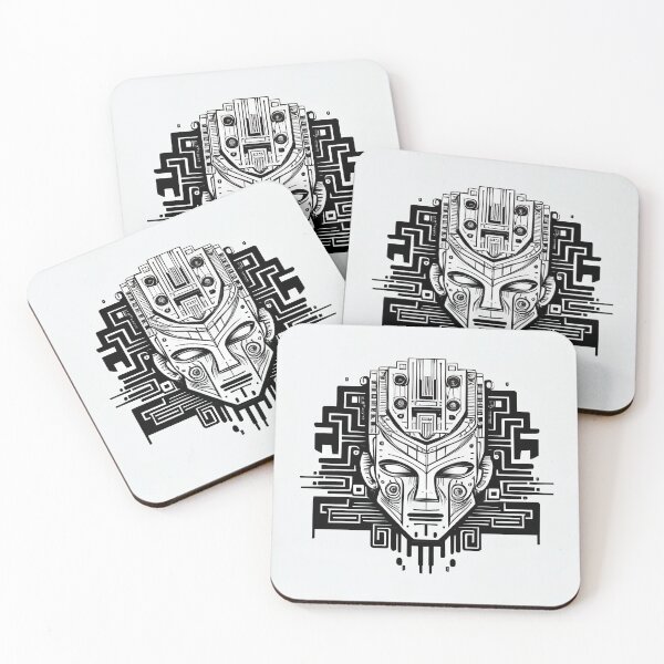 Item preview, Ancient Kawaii Egyptian Mask - B&W Geometric Vector Art designed and sold by AInspiredCO.