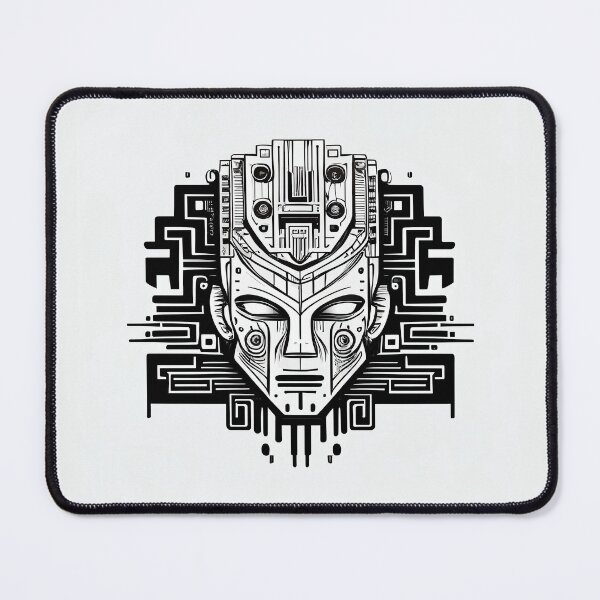 Item preview, Ancient Kawaii Egyptian Mask - B&W Geometric Vector Art designed and sold by AInspiredCO.