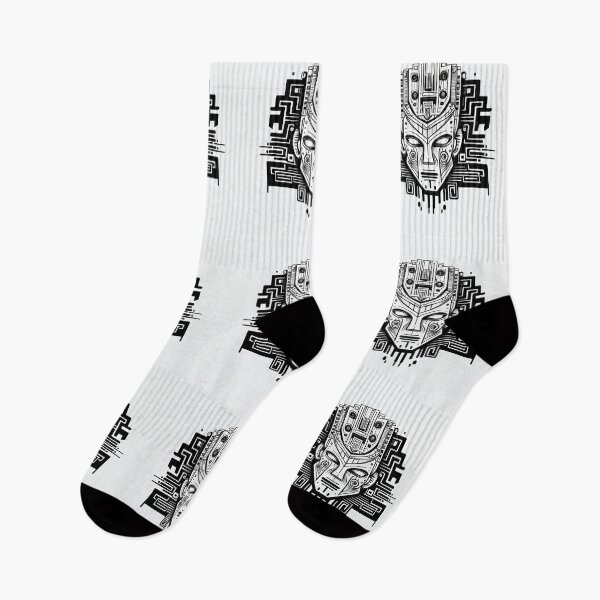 Item preview, Ancient Kawaii Egyptian Mask - B&W Geometric Vector Art designed and sold by AInspiredCO.
