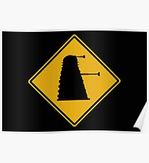 Dalek 1963 Silhouette Road Sign Poster