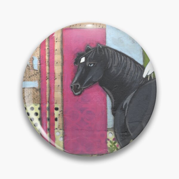 Item preview, Black horse with white socks and diamond forehead with egret on the back designed and sold by CindyGrosch.
