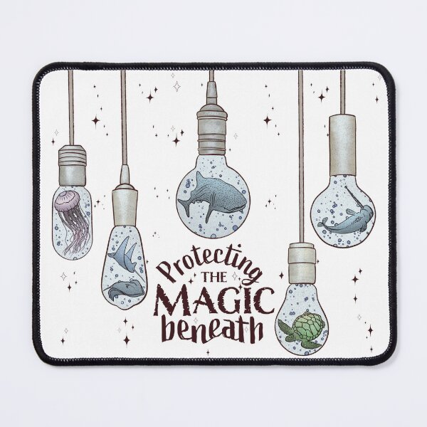 Item preview, Hanging lightbulbs with sea creatures, stars and the saying "Protecting the Magic beneath" designed and sold by BubblyCarrot.
