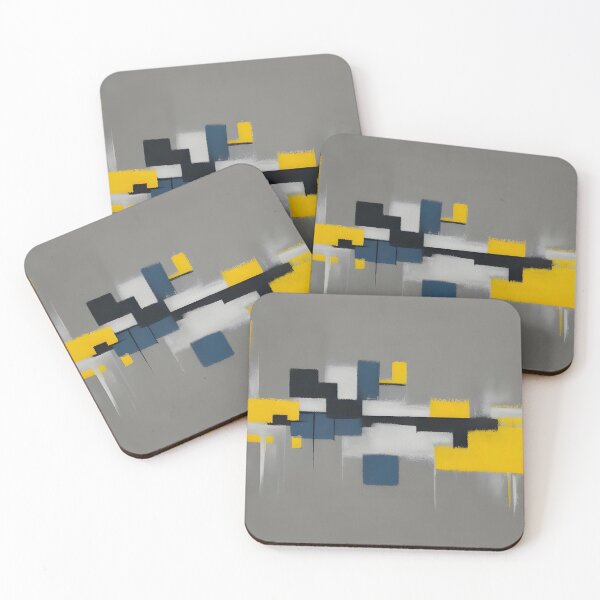 Item preview, Abstract Yellow Gray black white blue designed and sold by christineiris.