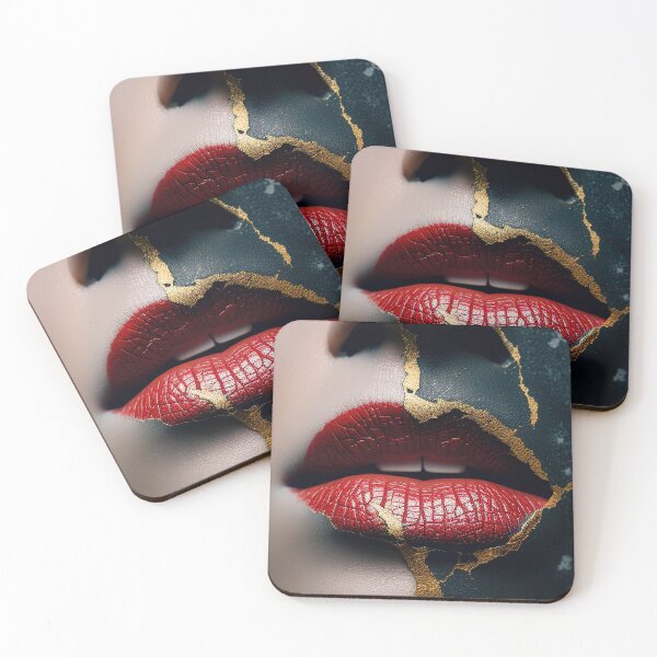 Item preview, Black and white skin with red kintsugi lips designed and sold by RK - Shop.