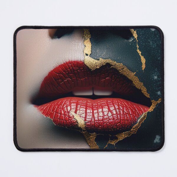 Item preview, Black and white skin with red kintsugi lips designed and sold by RK - Shop.