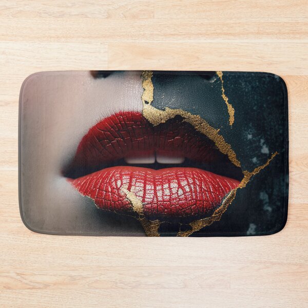 Item preview, Black and white skin with red kintsugi lips designed and sold by RK - Shop.