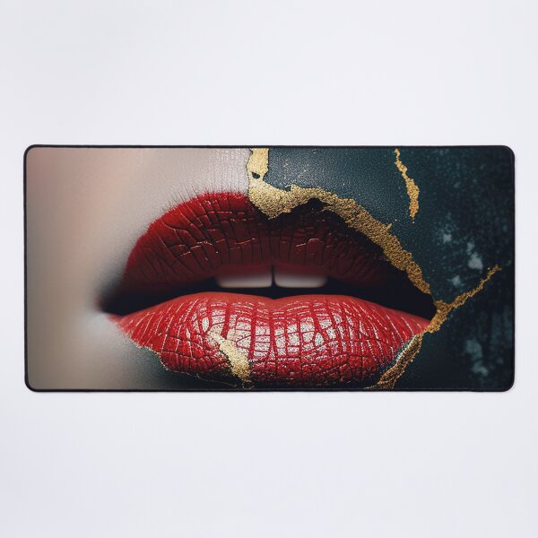 Item preview, Black and white skin with red kintsugi lips designed and sold by RK - Shop.