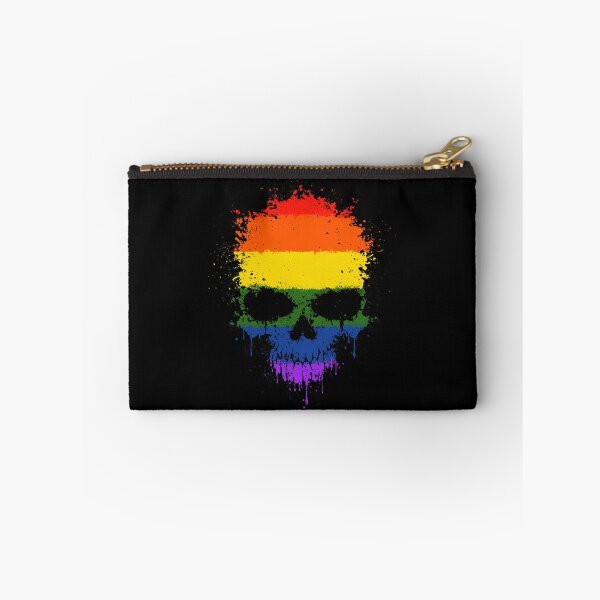 Item preview, Chaotic Gay Pride Rainbow Flag Splatter Skull designed and sold by JeffBartels.