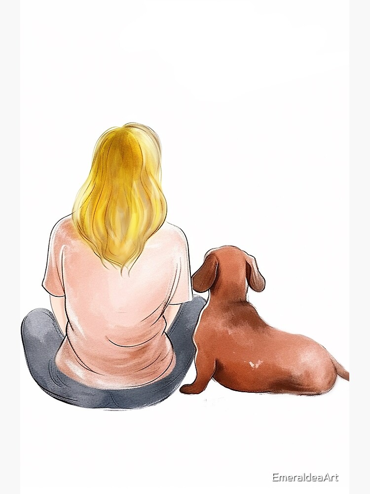 Woman and Dachshund Dog 