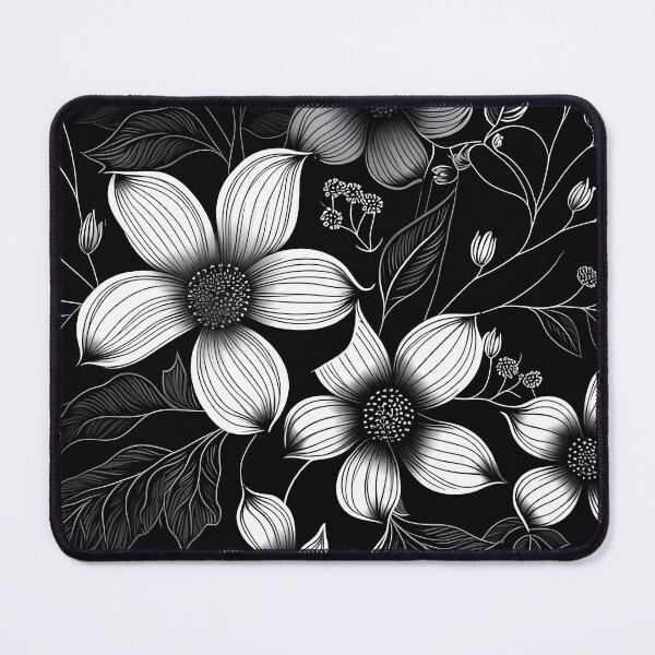 Item preview, Flowers pattern black white designed and sold by SMILE88.