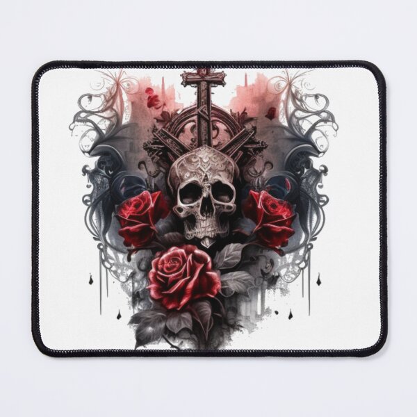 Item preview, Romantic skull with his cross and his roses designed and sold by Nickyvb.