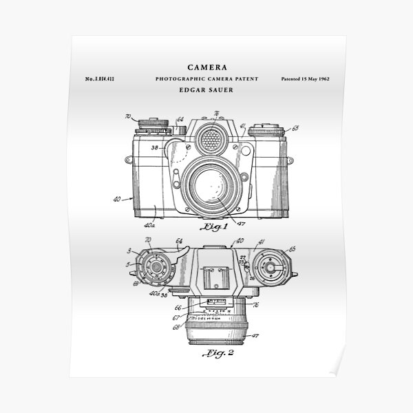 Camera Patent Drawing Blueprint Poster