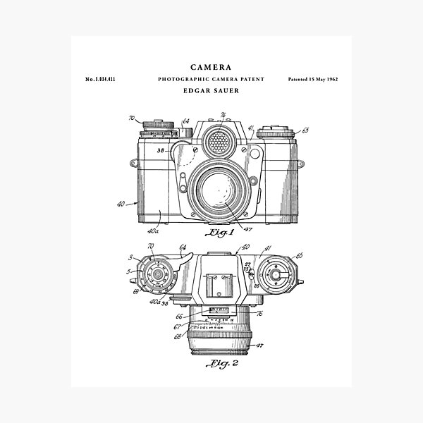 Item preview, Camera Patent Drawing Blueprint designed and sold by Vintago.