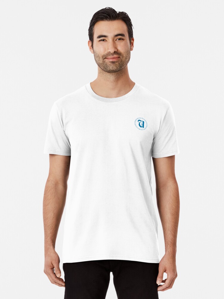 Thumbnail 1 of 6, Premium T-Shirt, The Ubyssey logo blue outline designed and sold by Ubyssey.