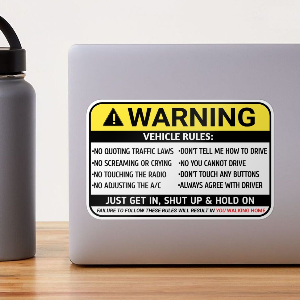 Funny Vehicle Safety Warning Rules Sticker Adhesive Vinyl for Car Truc