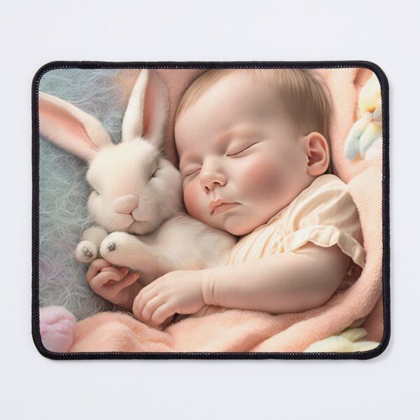 Item preview, Sleeping Baby with Rabbit designed and sold by oliviasunrise.