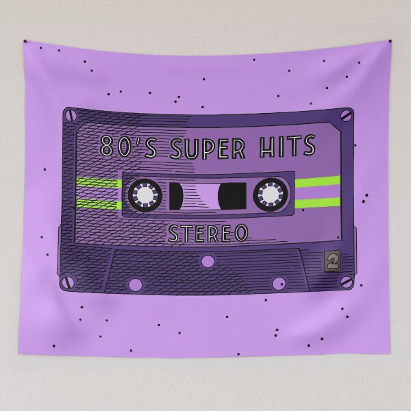 Item preview, Purple Cassette Tape with 80s Super Hits designed and sold by Sfumata Illustration.