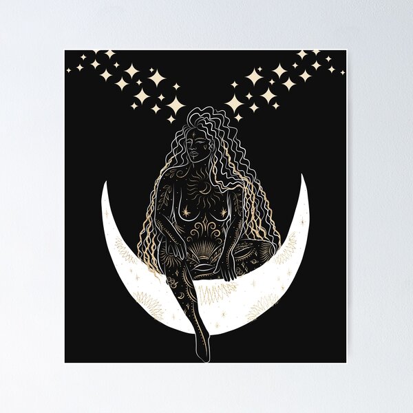 Item preview, sticker-woman-moon-space-sparkles-thinking-free-colorful-colors-beauty-beautiful designed and sold by Designerboutic.