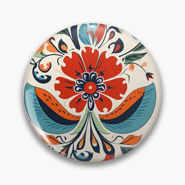 Item preview, Hungarian Folktale inspired floral motifs, in red and blue hues designed and sold by EmeraldeaArt.